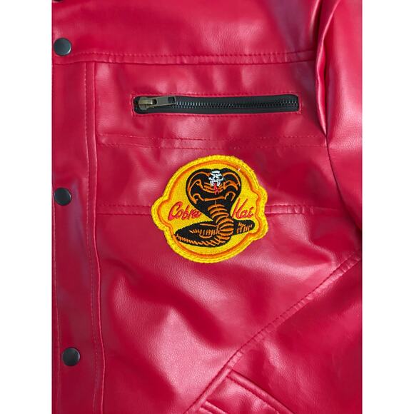 Cobra Kai- Karate Kid- Lawrence Red Faux Leather Jacket- Men's Size Small- EUC - Picture 2 of 5